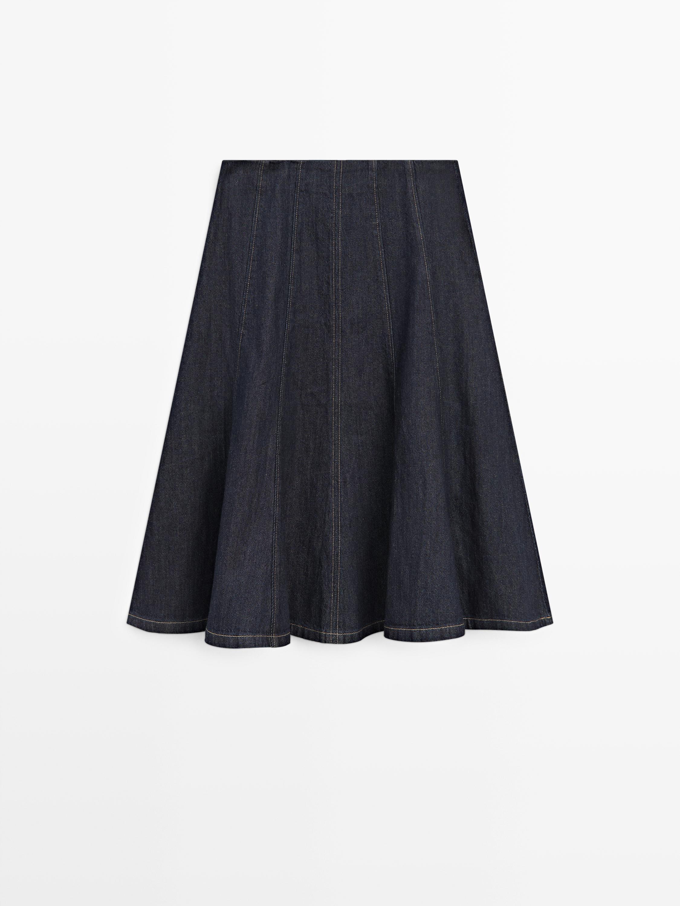 Jupe midi denim à godets